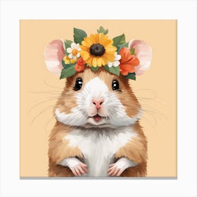 Floral Baby Hamster Nursery Illustration (32) Canvas Print