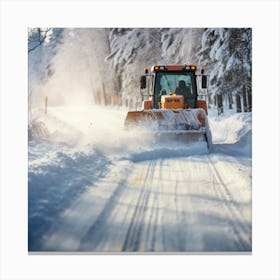 Snow Plow Driving In The Snow 1 Canvas Print