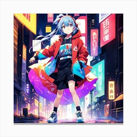 Anime Girl In A City Canvas Print