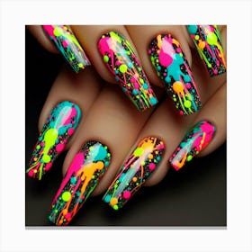 Neon Nail Art 1 Canvas Print