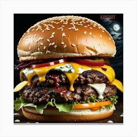 Burger At Night Canvas Print