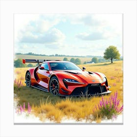 Zenvo Tsr S Amidst A Colorful Watercolor Countryside 1 Canvas Print