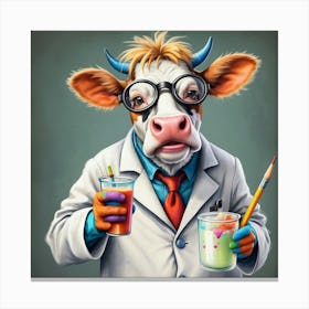 Cow In A Lab Coat Canvas Print