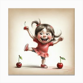 Little Girl With Cherries Canvas Print