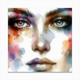 Watercolor Of A Woman'S Face 25 Canvas Print