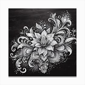 Doodle Flower On Blackboard Canvas Print