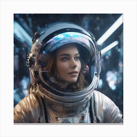 Space Girl In Spacesuit Canvas Print