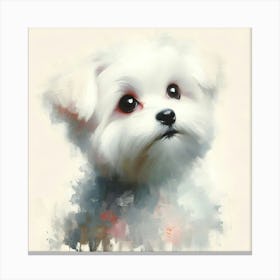 Adorable Maltese Dog Oil Painting Canvas Print
