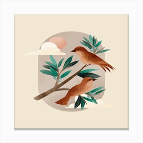 Birds On A Branch Canvas Print