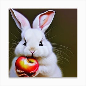 Rabbit Eating Apple 2 Canvas Print