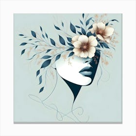 Flowers In A Woman'S Face Canvas Print