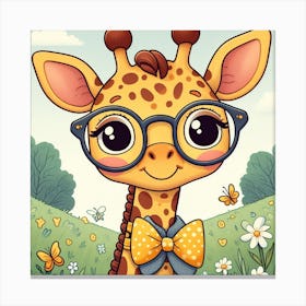 Cute Giraffe With Glasses 1 Canvas Print