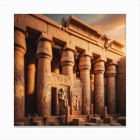 Egyptian Temple At Sunset Canvas Print