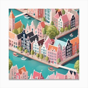 Amsterdam City Low Poly (27) Canvas Print