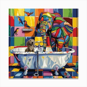 Elephant In The Bath 4 Canvas Print