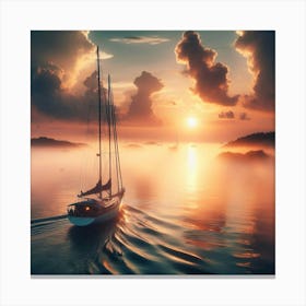 Sailboat At Sunrise Canvas Print