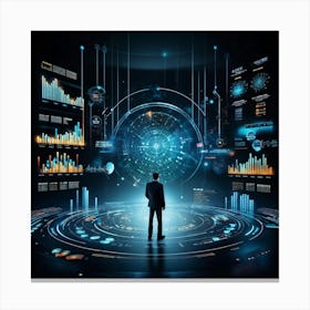 An Intricate Complex Illustration Revealing Data Statistics And Analysis Set Against A Backdrop Wi (4) Canvas Print