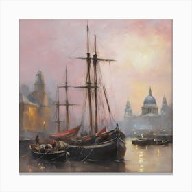 St Paul'S Cathedral From The Thames Canvas Print