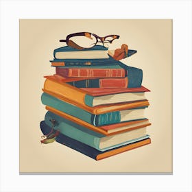 Books And Glasses Canvas Print