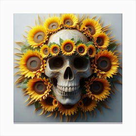 Sunflower Skull 2 Canvas Print