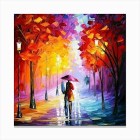 Couple In The Rain Canvas Print