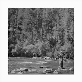 Untitled Photo, Possibly Related To Custer County, Idaho, Fishing In The Salmon River By Russell Lee Canvas Print