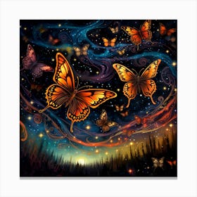 Butterflies In The Night Sky 2 Canvas Print