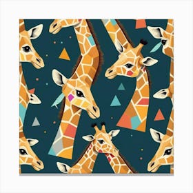 Cute Geometric Giraffe Pattern 2 Art Print 1 Canvas Print