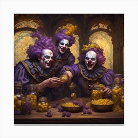 Clowns At The Table Canvas Print