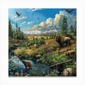 Bears In The Wild Canvas Print