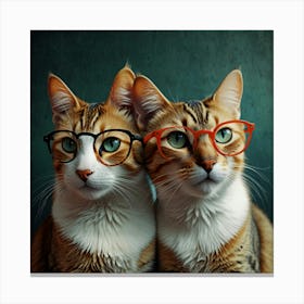 Default Cats With Glasses Art Print 0 Canvas Print