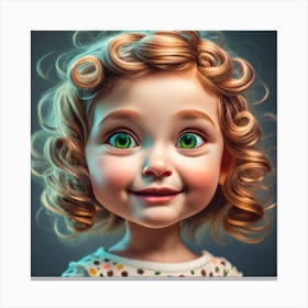 Little Girl With Green Eyes Canvas Print