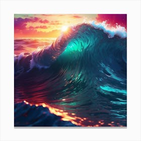 Sunset Ocean Wave Canvas Print