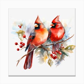 Cardinals On Branch 2 Canvas Print