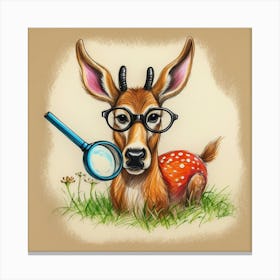 Deer With Magnifying Glass 15 Canvas Print