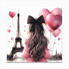 Girl With Balloons In Paris Canvas Print