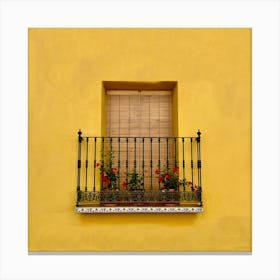 Yellow House With Balcony Canvas Print