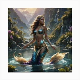 Mermaid out of the river Canvas Print