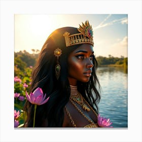 Flux Schnell A Regal Female Figure Adorned With Opulent Golden 2 Canvas Print