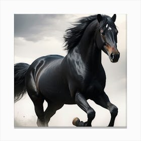 Black Horse Running Canvas Print