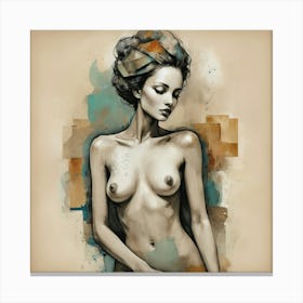 Mixed Media Pose Abstract Figurative Art Print 0 Canvas Print