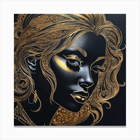 Gold And Black 15 Canvas Print