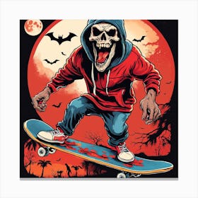 Halloween Zombi An A Skateboard Painting (16) Canvas Print