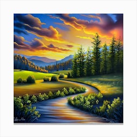 A natural view of trees and water Canvas Print
