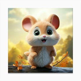 Mouse On A Log Canvas Print