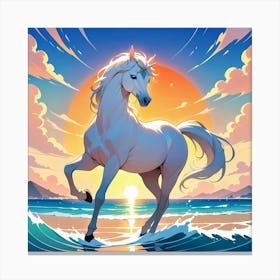 Unicorn On The Beach Canvas Print