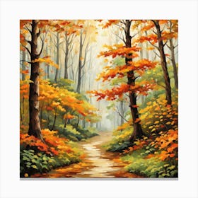 Forest In Autumn In Minimalist Style Square Composition 71 Canvas Print