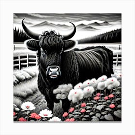 Cow In A Field Canvas Print