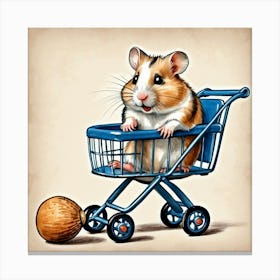 Hamster In Shopping Cart 2 Canvas Print