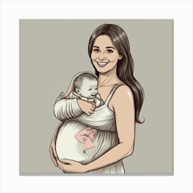 Pregnant Woman Holding Baby Canvas Print